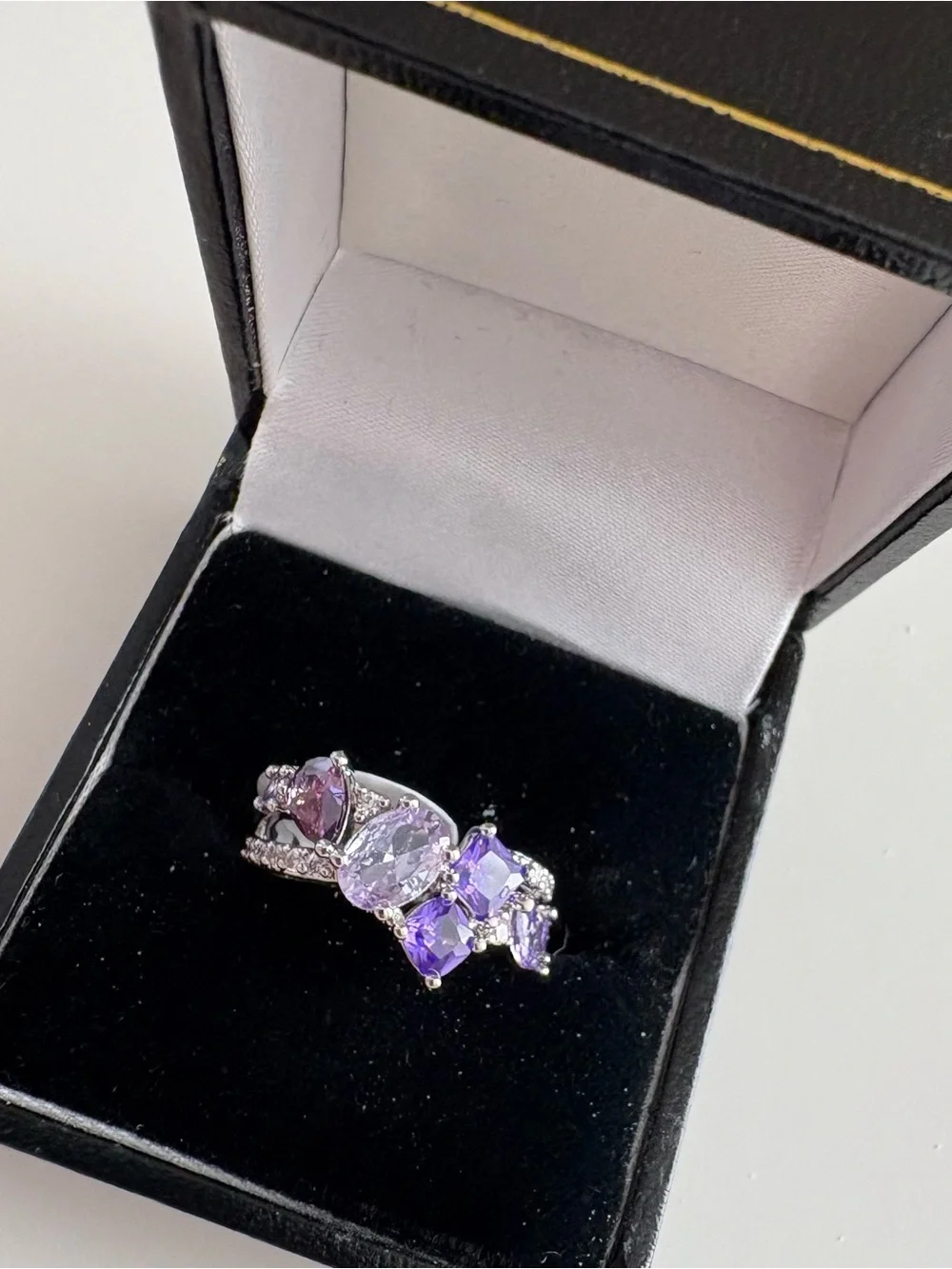 Bomb Party Paths Entwined Ring RG20547 Amethyst CZ Rhodium Plating